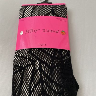 BETSEY JOHNSON BLACK WOMENS FISHNET TIGHTS Spiderwebs One Size 1 Pair NWT